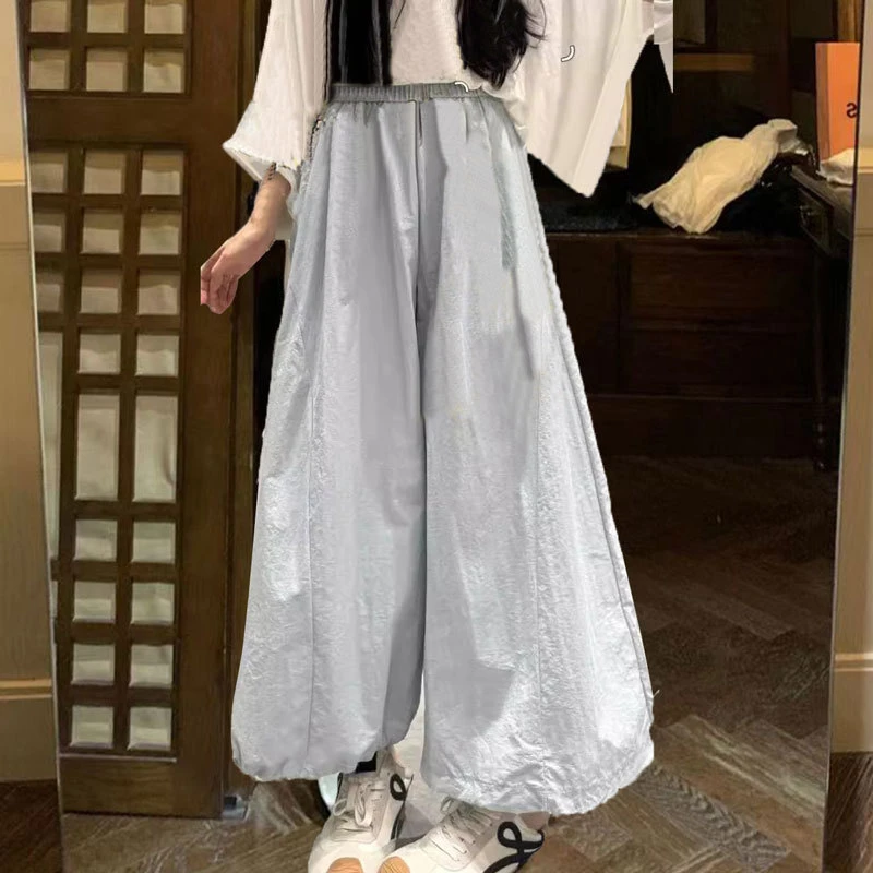 2025夏季爆款黑色灯笼裤女高腰宽松显瘦休闲萝卜裤九分弯刀阔腿裤