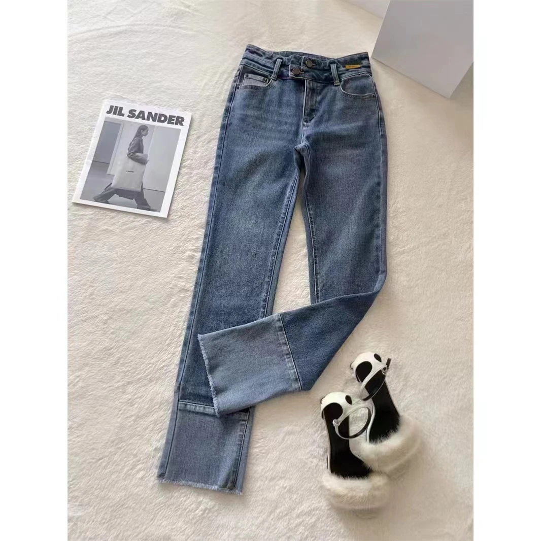 『 仲夏青柠Y 』气质显瘦遮肉百搭时尚款牛仔裤116