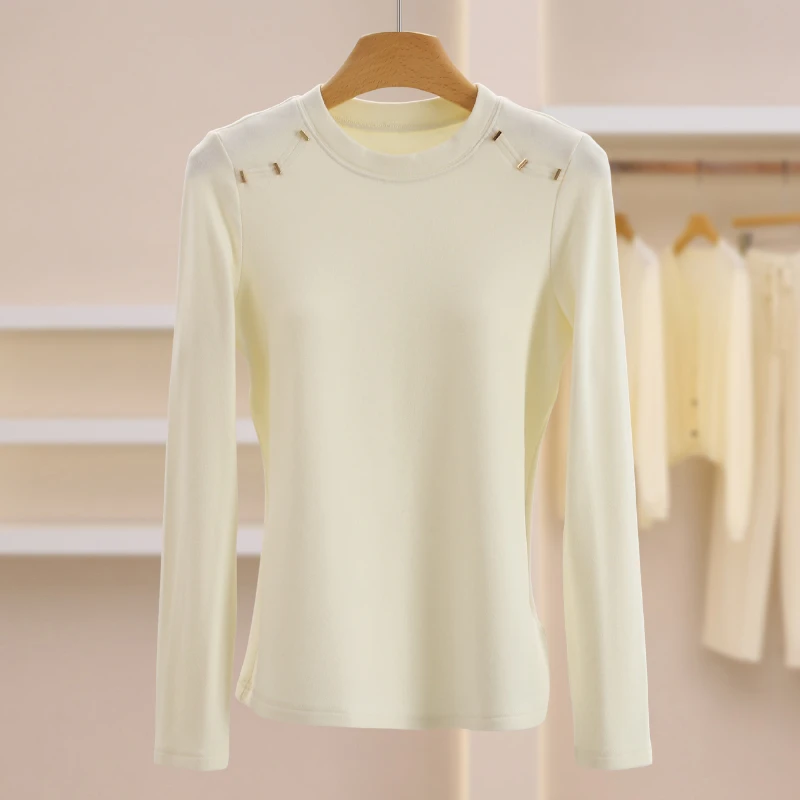 香香上身款【宠】简约修身圆领长袖T恤#QCA58X001