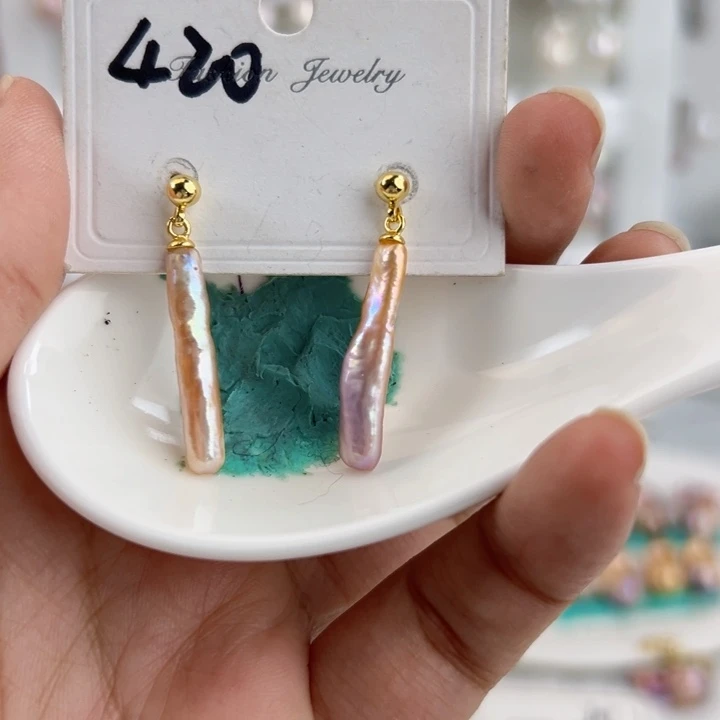 淡水珍珠耳饰银S925镶嵌