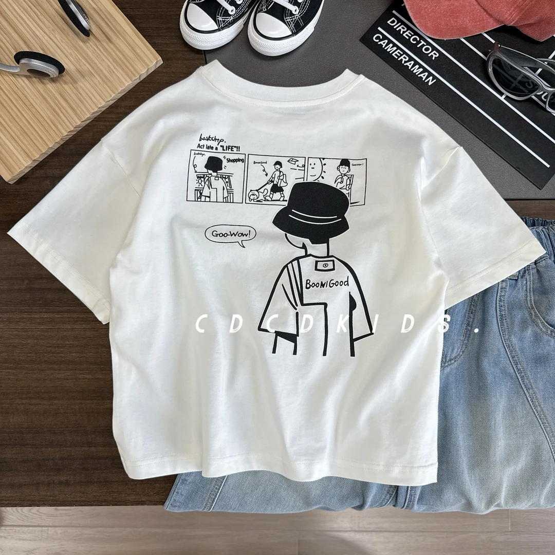 川度儿童短袖T恤设计款立体卡通宽松韩版百搭男女童休闲体恤7826