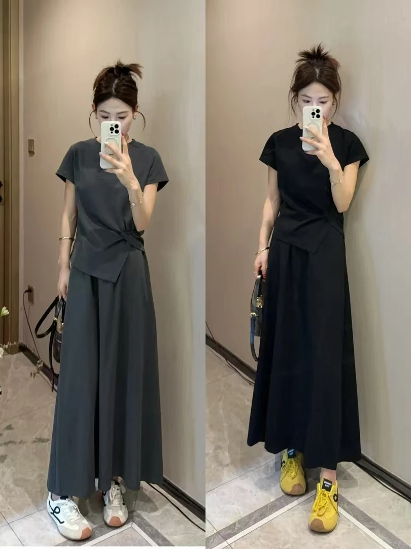 简约休闲风时尚套装夏季套装时髦小姨风纯欲风新中式短袖显瘦气质