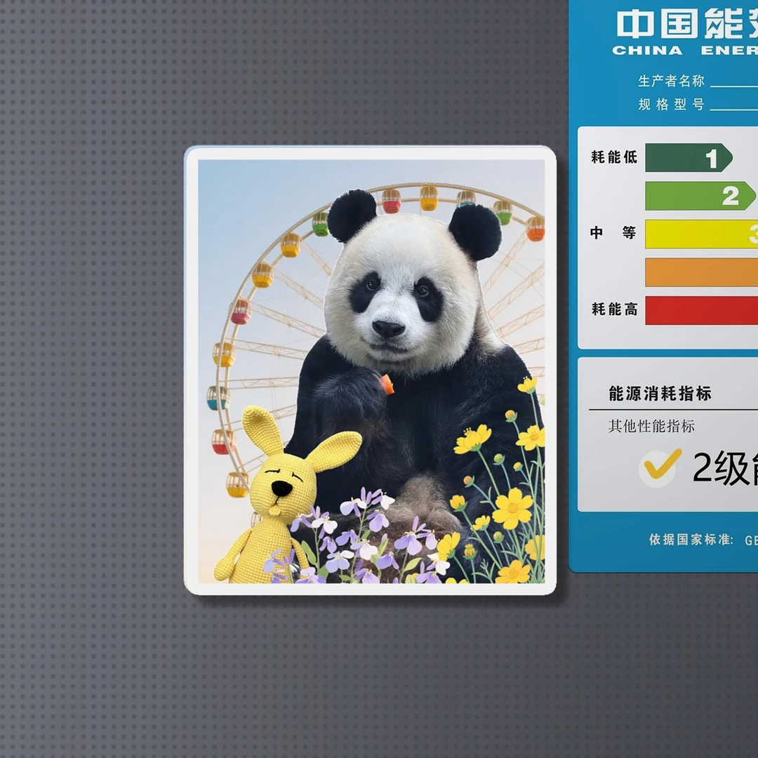 大熊猫飞云，妙音亚克力冰箱贴