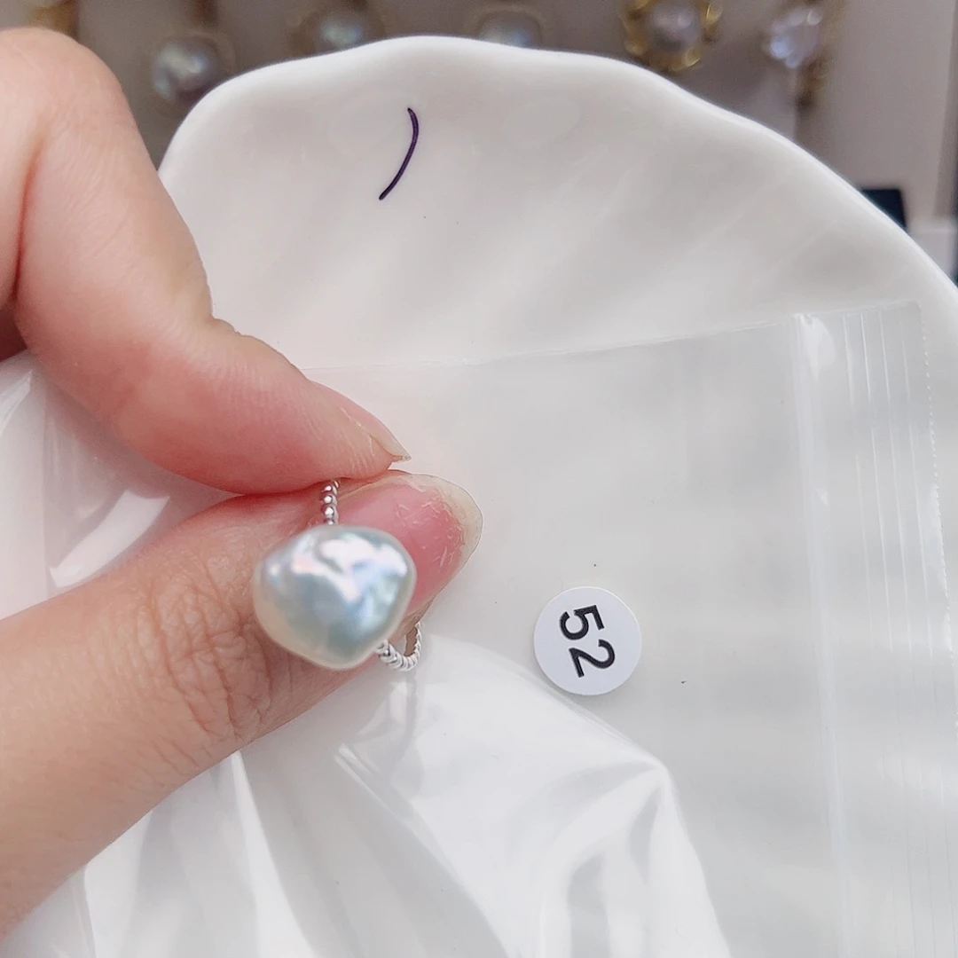 戒指银S925镶嵌淡水珍珠
