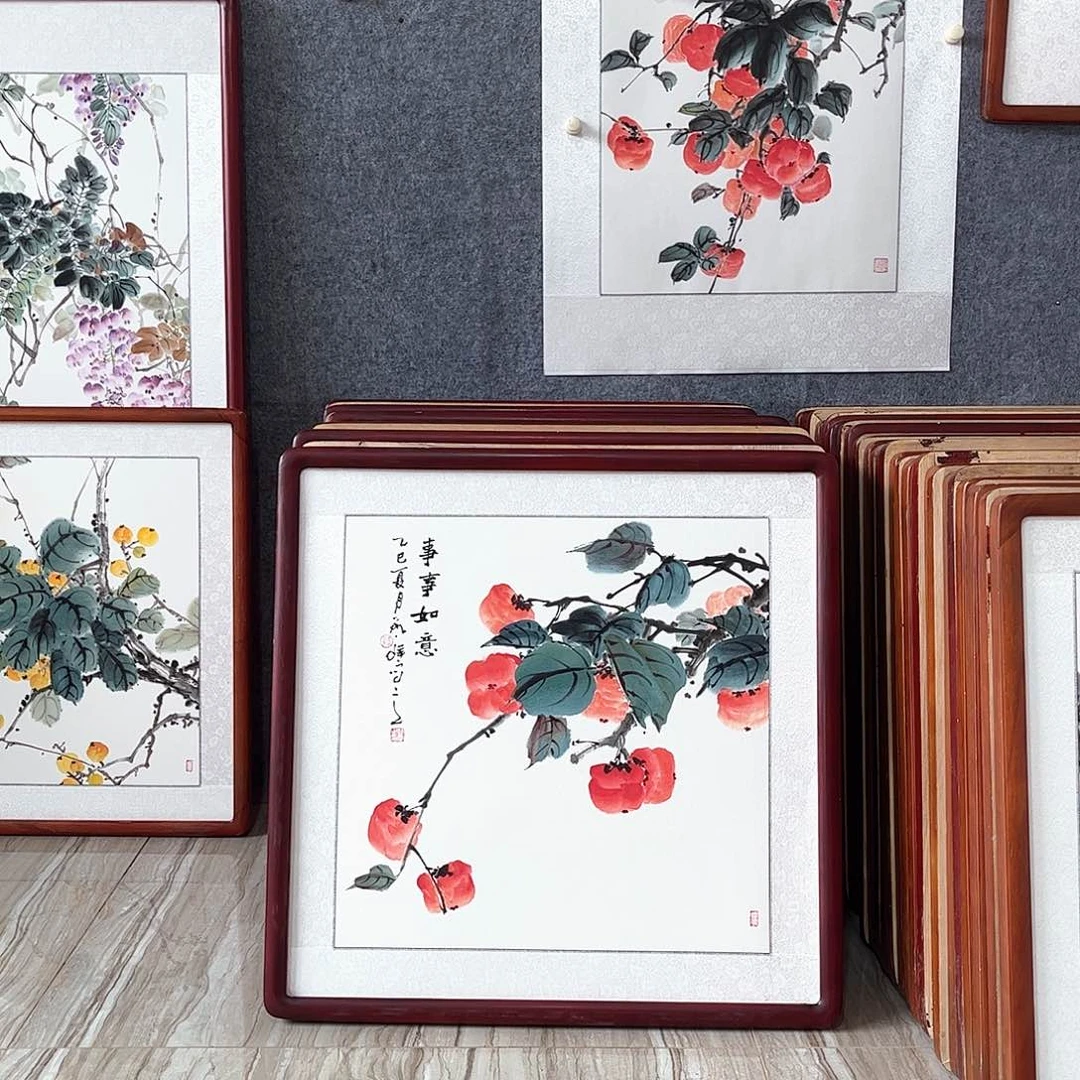 国画书画作品带框63×63