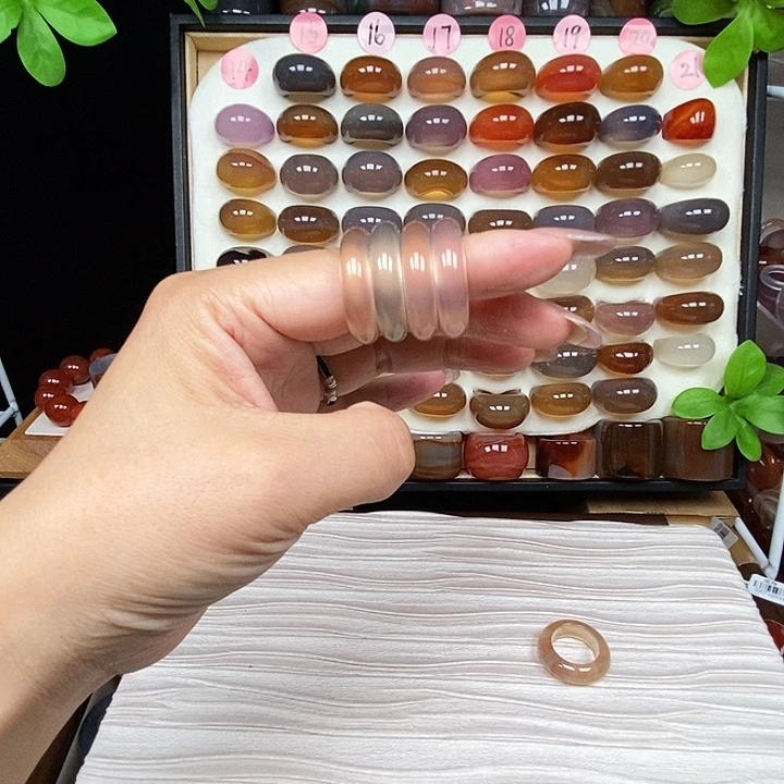 墨***狸玛瑙/玉髓合金戒指