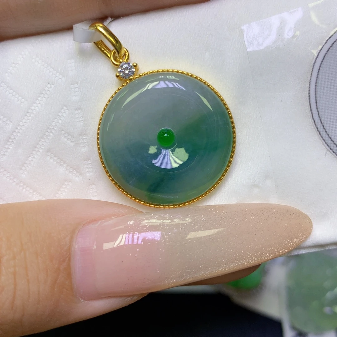 翡翠银S925镶嵌颈饰缅甸天然翡翠