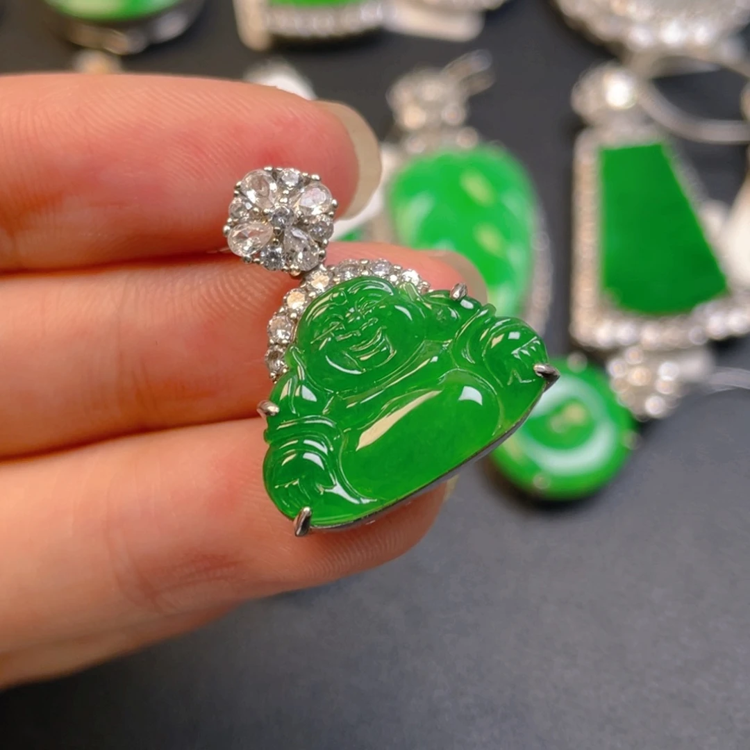 翡翠银S925镶嵌吊坠(不含链)