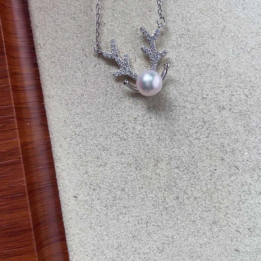 银S925镶嵌海水珍珠吊坠(不含链)