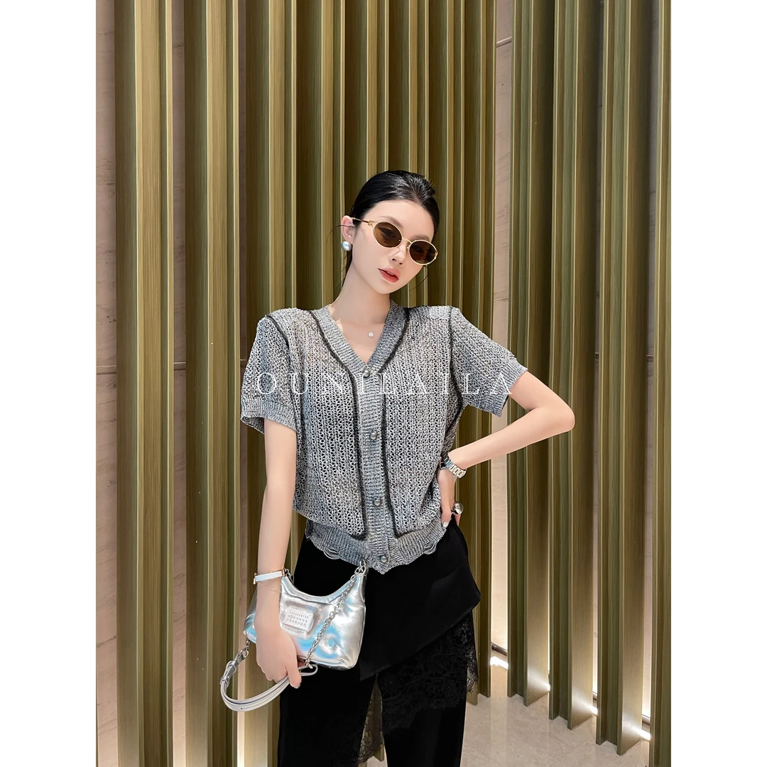 YouYou【南极】格雷系减龄灰无袖上衣 / 短款时尚夏季T恤DX8101N