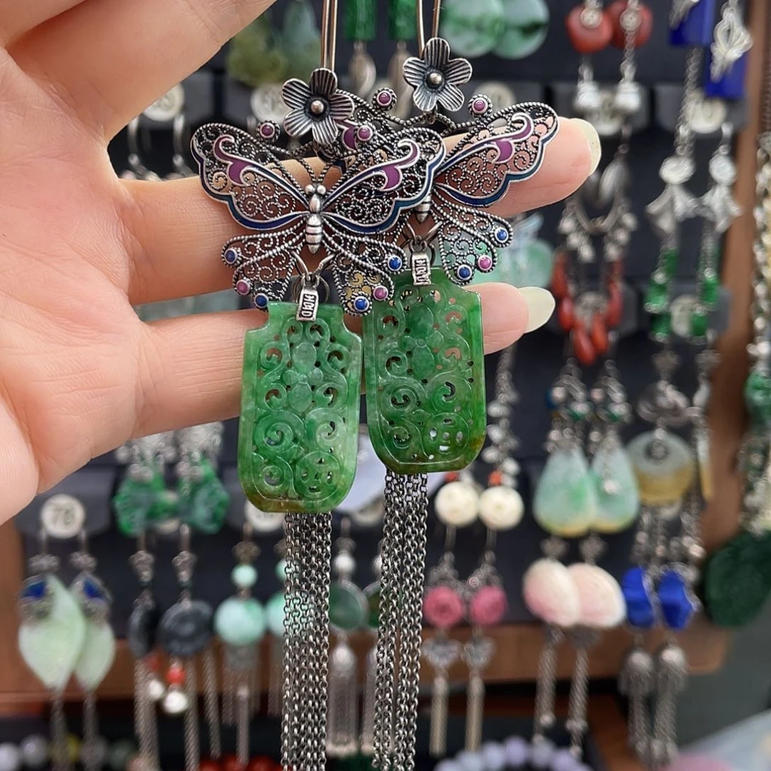 ****p翡翠银S925镶嵌耳饰459hjhh