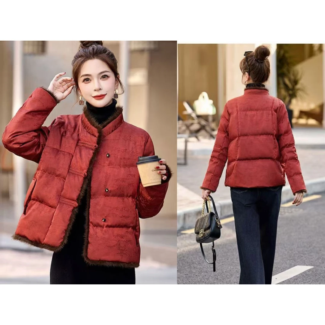 中式国风提花棉衣棉服冬2025款过年战衣短款复古洋气唐装外套