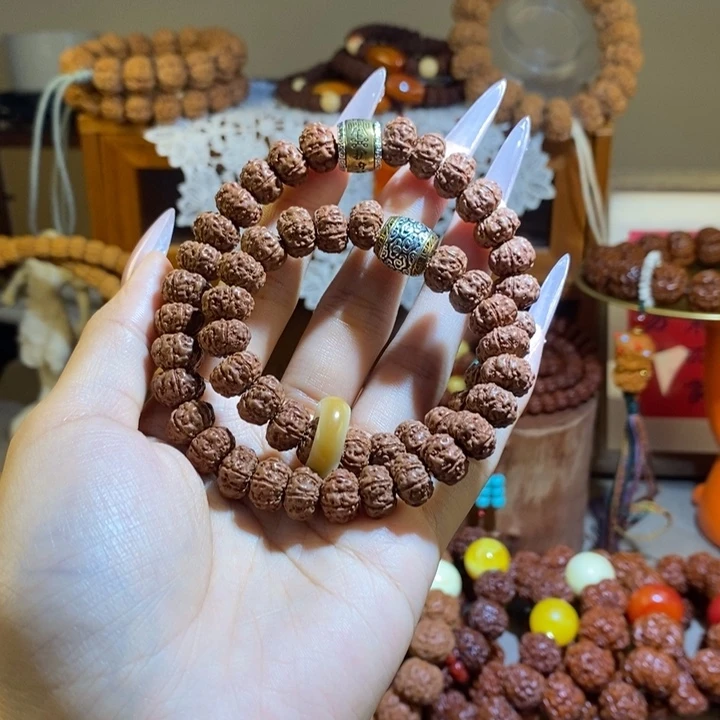 金刚菩提手串116原籽双圈桶珠跑环一物