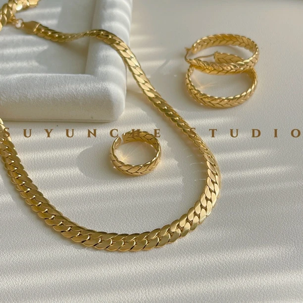 钛钢项链 SuyuncheA120时尚新款蛇骨三件套复古气质