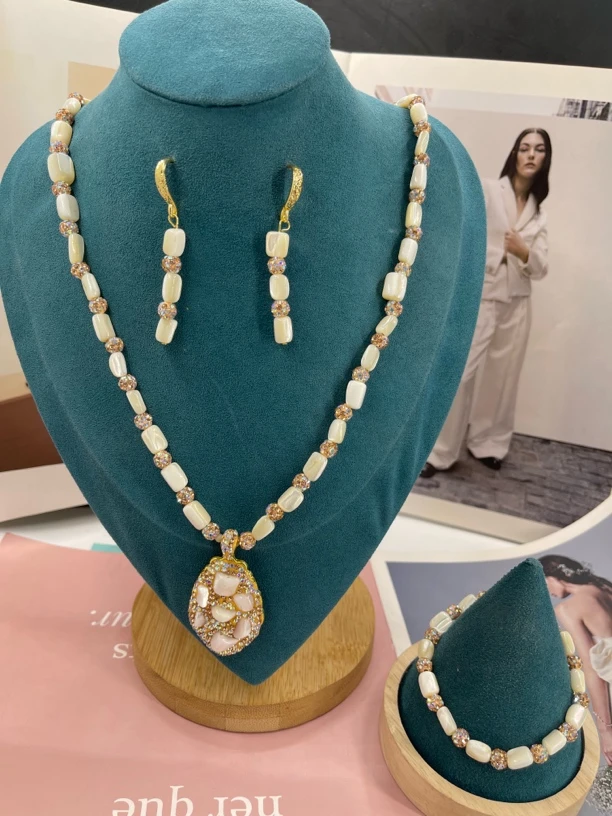 铜合金项链 铜合金项链 三件套sadaf 百塔时尚手工吊坠