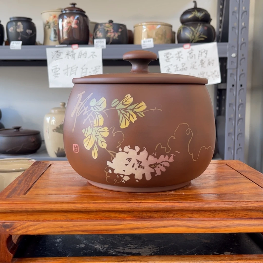 红泥哑光存茶罐醒茶罐五饼