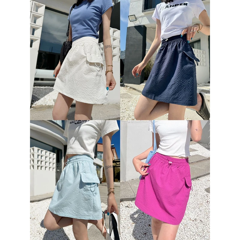 042【夏季新款】侧边大口袋工装裤裙（7258）