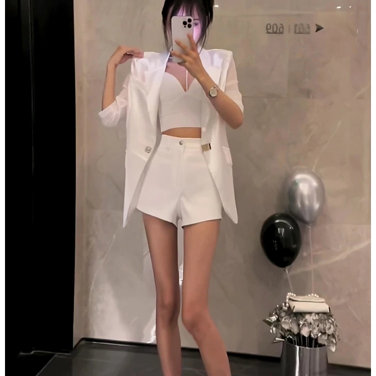 白色西装外套女高级感夏季气质女神范职业小西服裤子套装两件套装