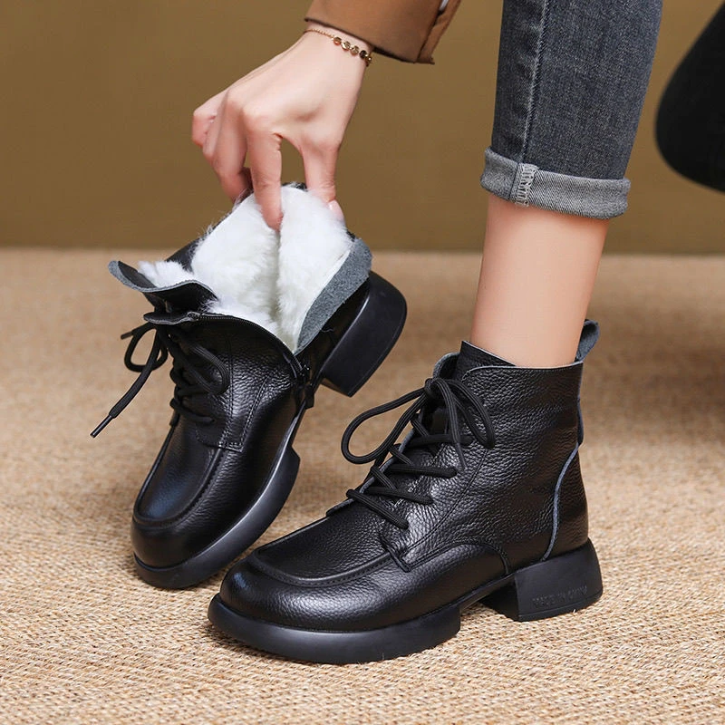 621英伦加厚棉靴防滑厚底圆头软底短筒马丁靴