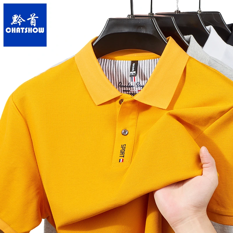 100%丝光纯棉刺绣男士短袖T恤翻领POLO衫干爽透气时尚半袖t恤衫男