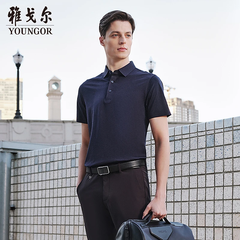 【凉感+抗菌】雅戈尔夏季新款男士短袖Polo衫纯色简约翻领T恤513125