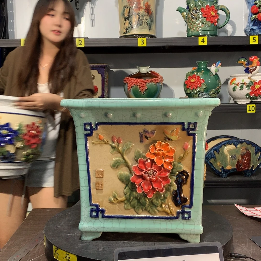 用***7高温烧制石湾盆花盆瑕疵