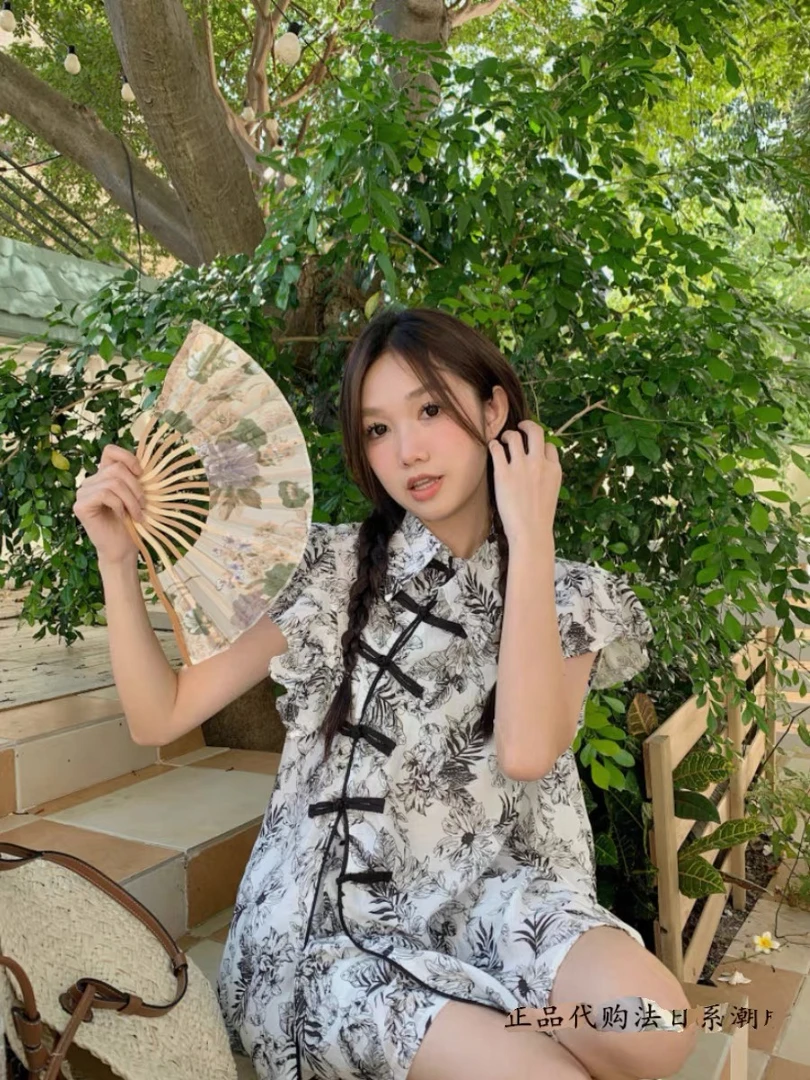 7930新中式国风套装女轻薄夏新款设计感上衣短裤两件套