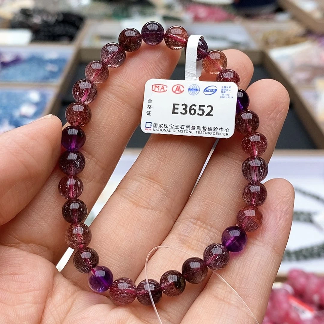 水晶手链未镶嵌E3652黑加仑超七6.8mm