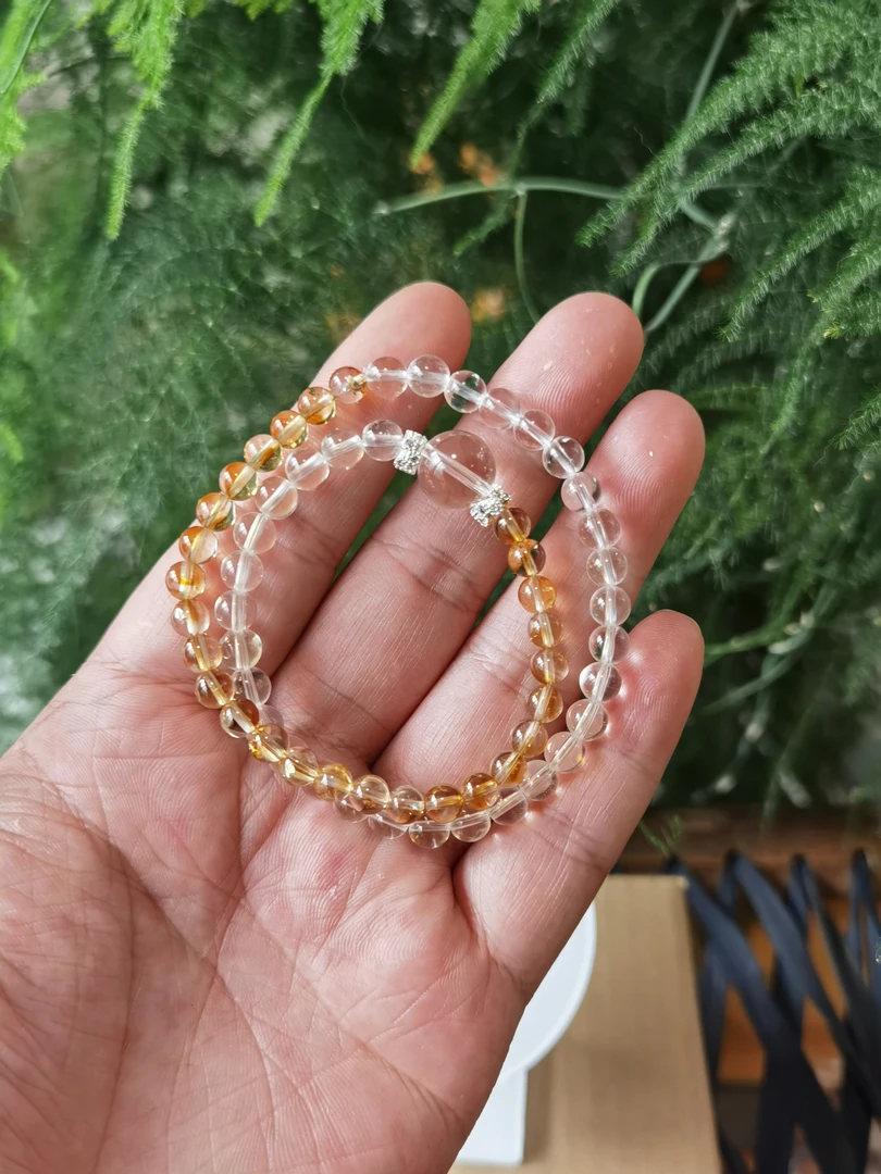 【委员优选】天然黄水晶原创手链6mm 多样性发一 XY401