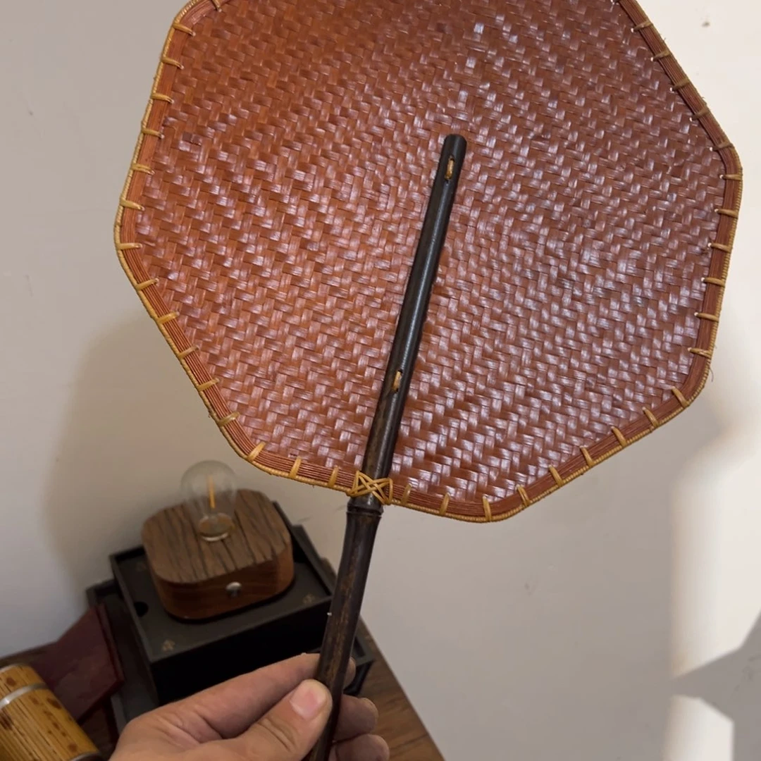 琉璃手工艺品竹编八角扇子