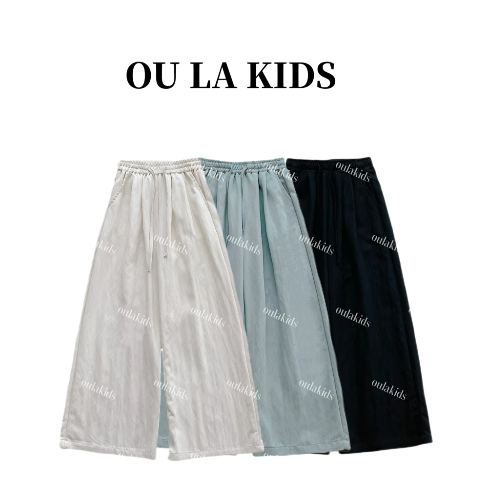 2025夏季新品女童韩版简约纯色速干直筒裤百搭童装休闲裤25093