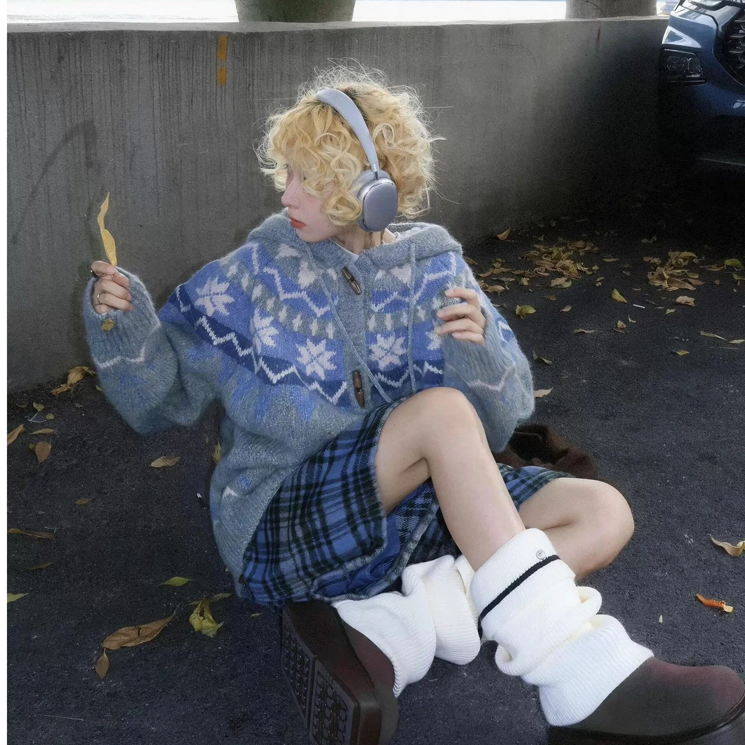 2025春季新款加厚毛衣针织衫百搭慵懒风软软糯糯提花时尚复古