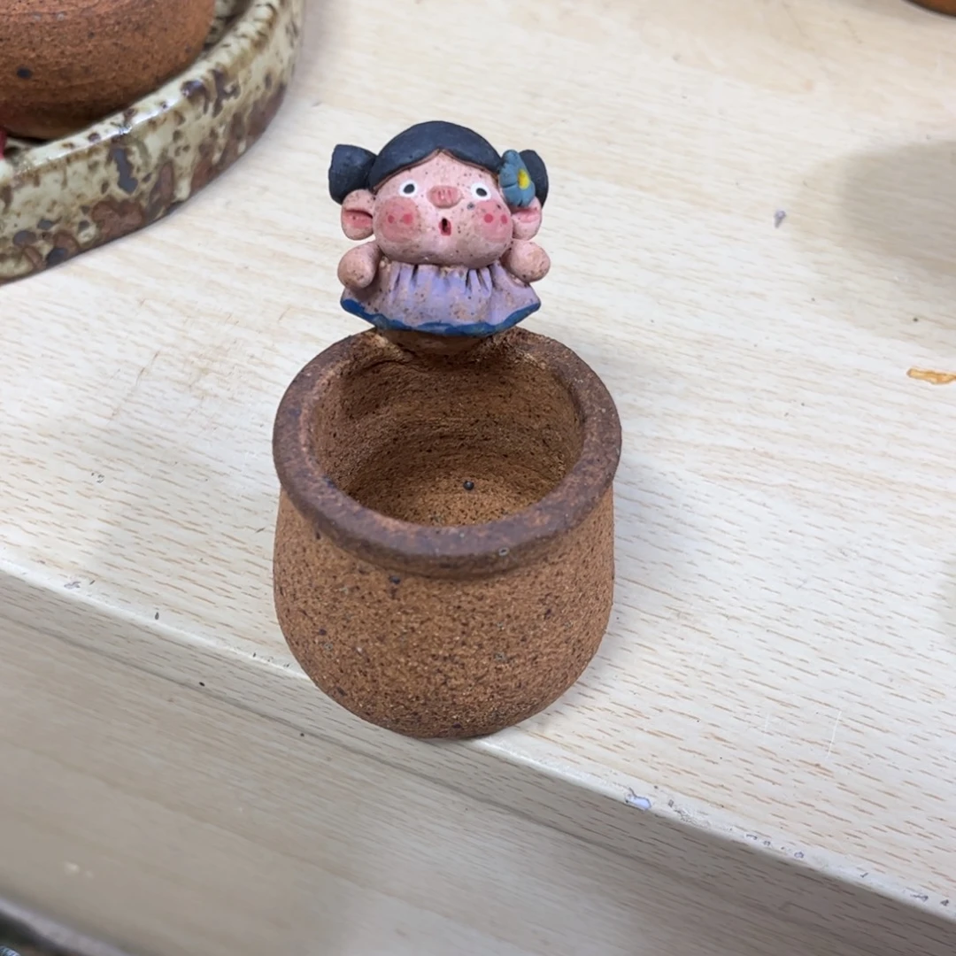 泥塑古镇炻陶花盆