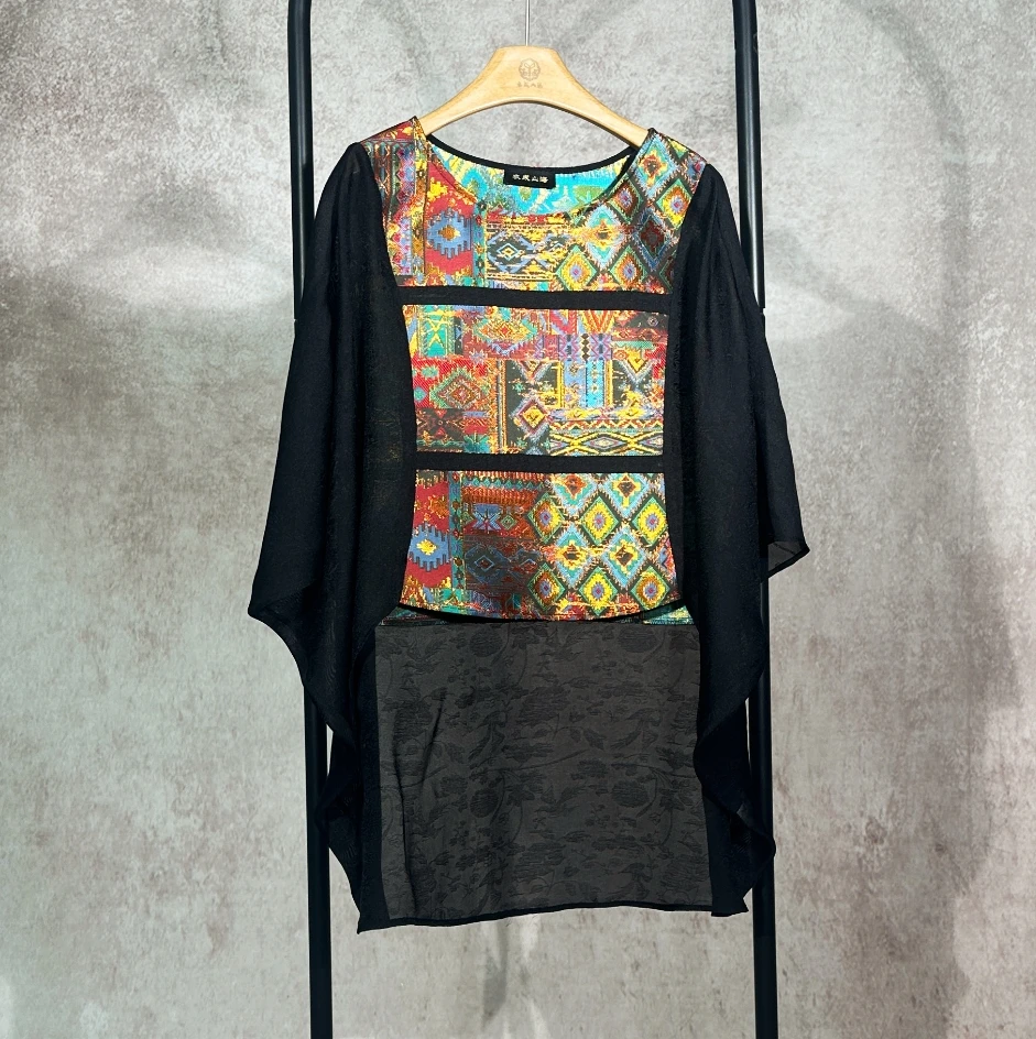 【大海轻奢】BF33048仲夏花园巴洛克名族风前短后长上衣