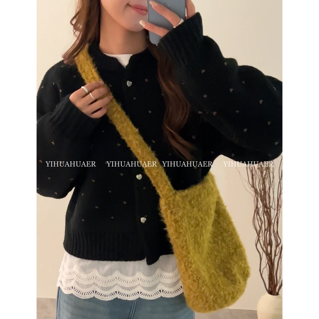 【爱心波点】B东大门韩版别致爱心针温柔风加厚洋气毛衣2151