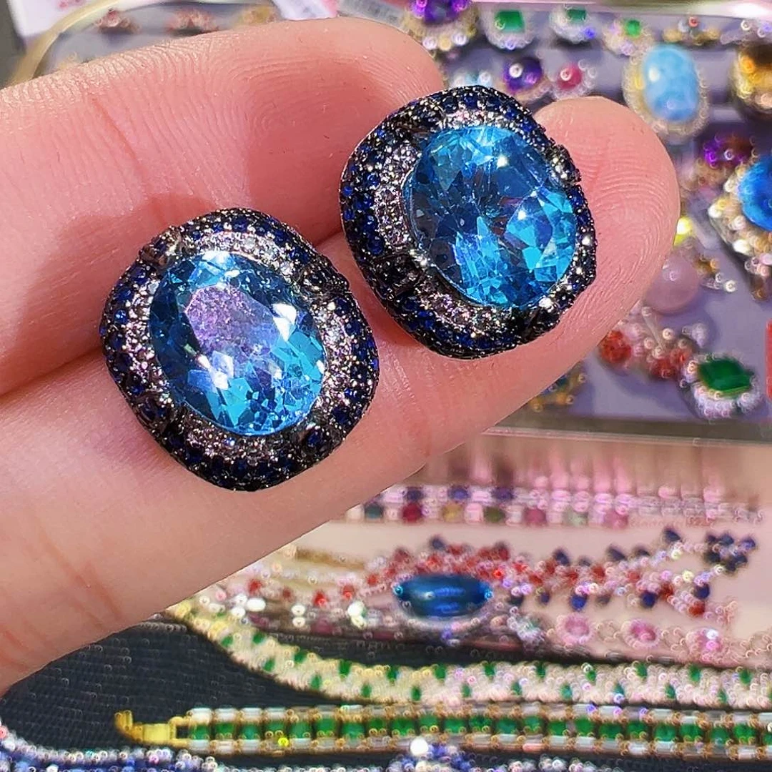 银S925镶嵌托帕石珠宝奇石