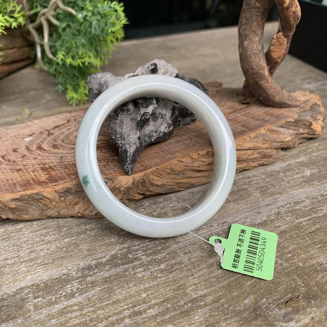 天然飘绿翡翠手镯54翡翠天然手镯翡翠飘绿平安镯4349果绿翡翠手镯