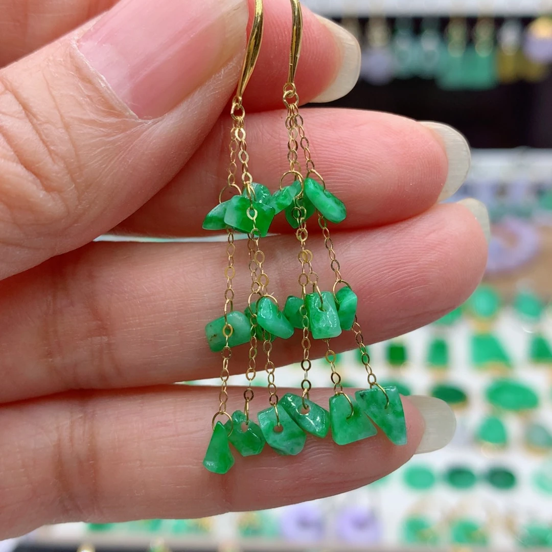 翡翠18K金镶嵌耳饰