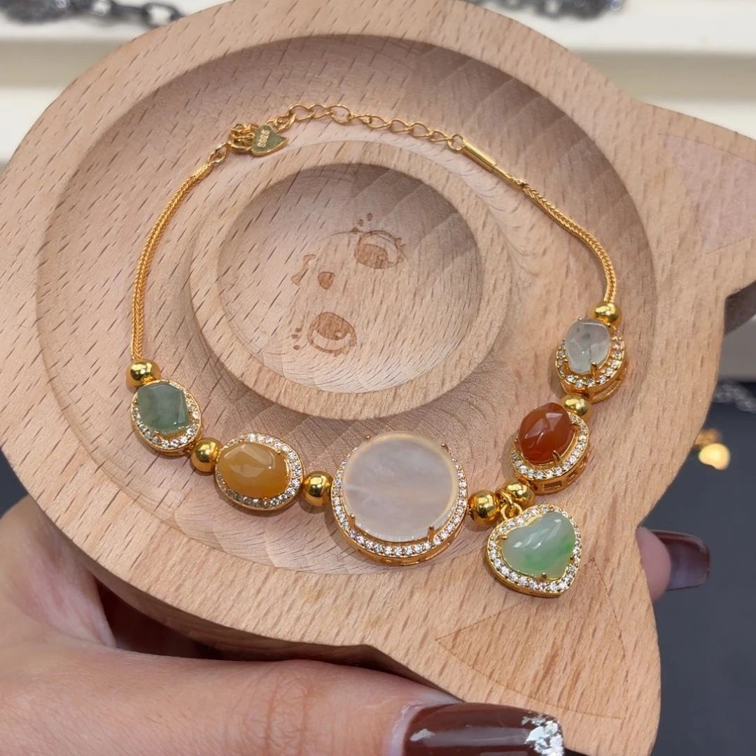 翡翠银S925镶嵌颈饰手链