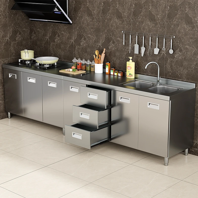 304不锈钢厨柜整体厨房橱柜简易厨房灶台一整套储物收纳碗柜家用