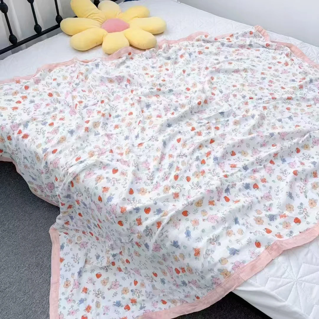 夏季田园风竹纤维被床盖印花婴幼儿凉感幼儿园精梳盖毯大尺寸浴巾