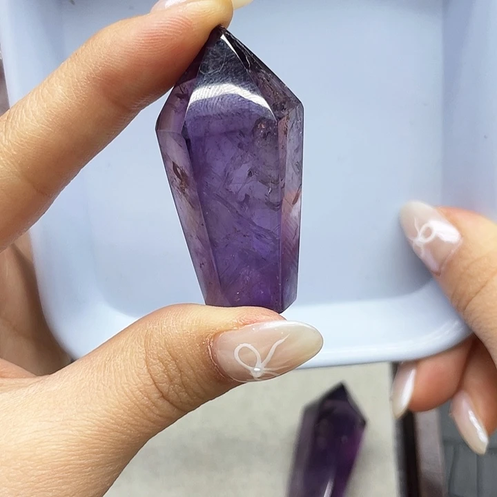 珠宝半成品未镶嵌水晶91紫晶柱