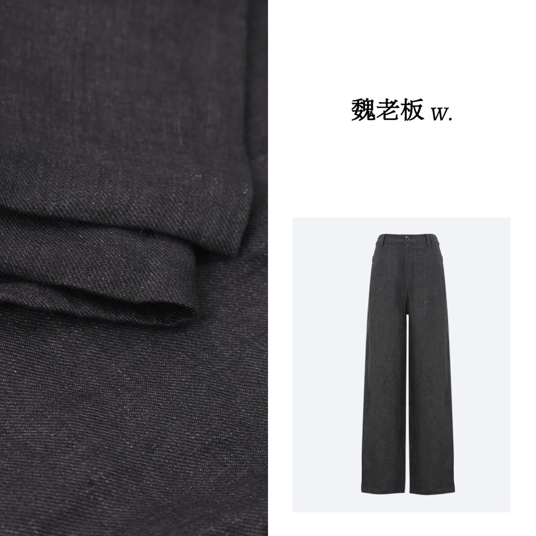 W.Diva【相见恨晚】春季黑色百搭棉麻时尚弯刀休闲弯刀裤2K250KX59