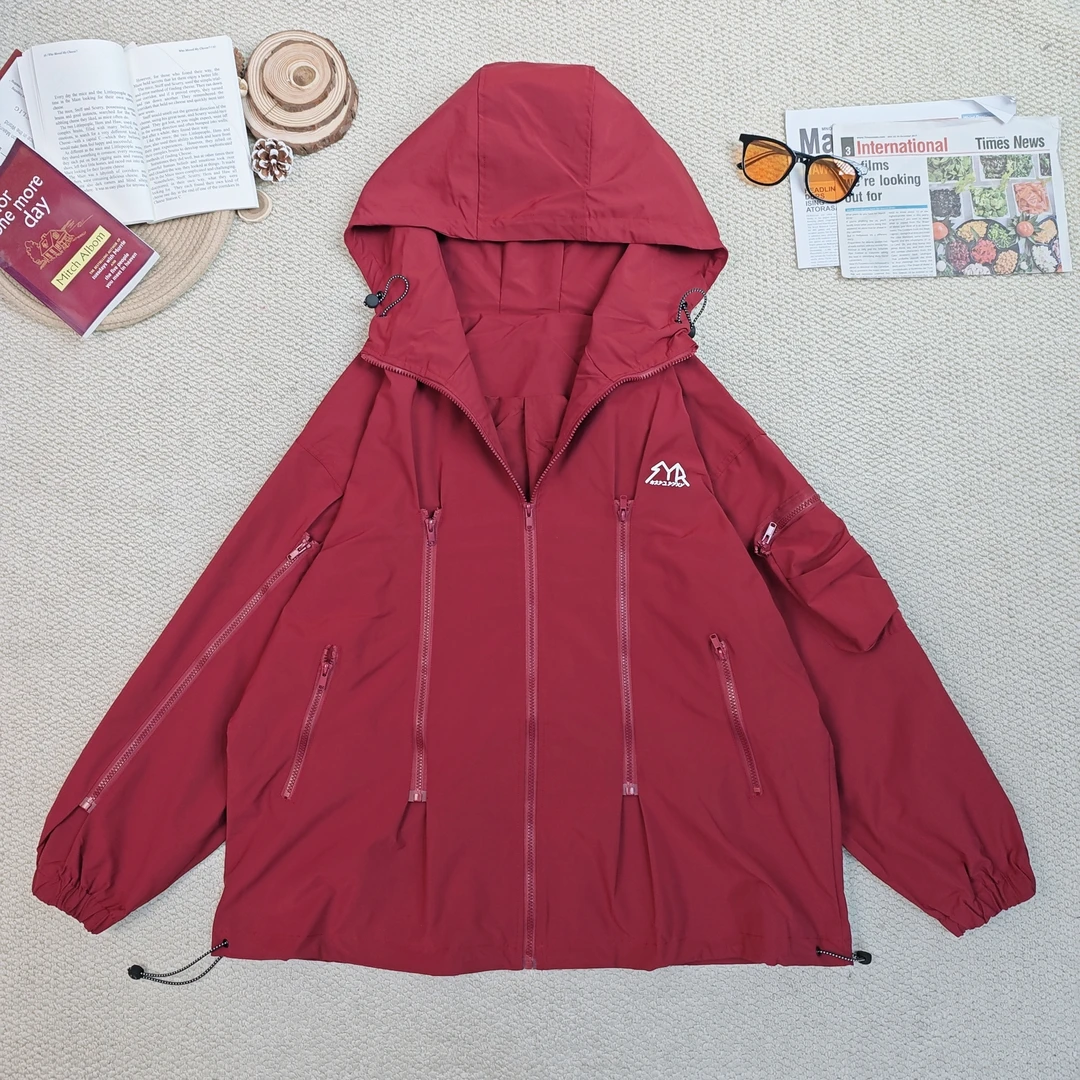 2025春季新款休闲潮牌刺绣连帽风衣长袖外套0661