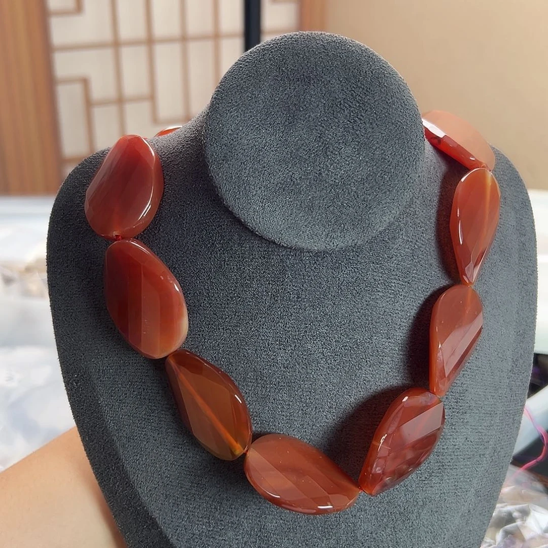 玛瑙/玉髓未镶嵌珠宝半成品s506 天然红玛瑙椭圆片30m