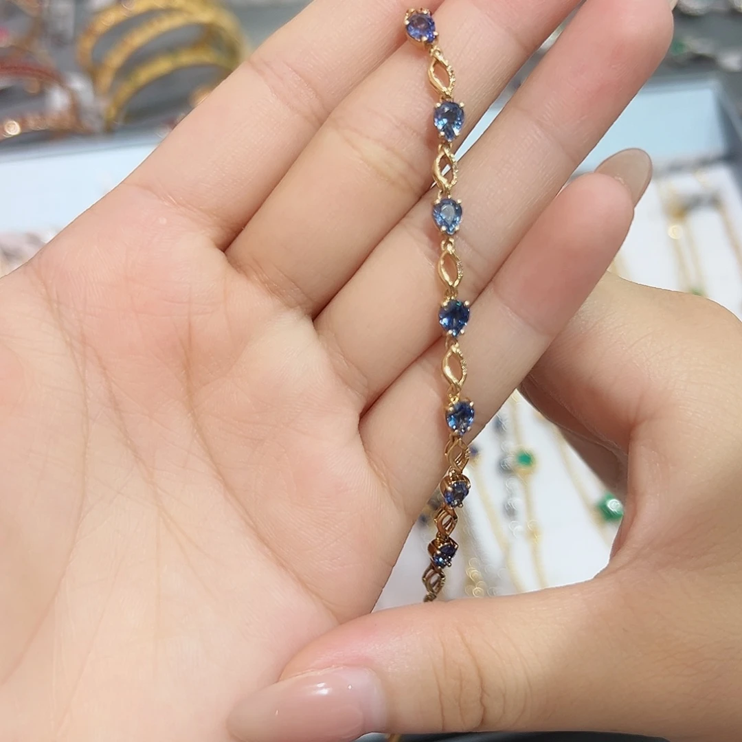 蓝宝石手链18K金镶嵌