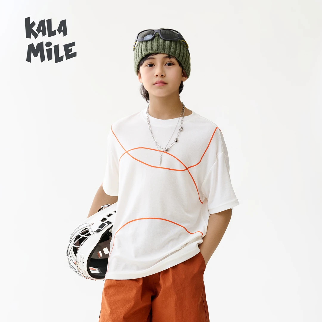 KALAM1LE【灯泡羊毛】儿童夏季兰精天丝透气宽松休闲圆领短袖X2508A