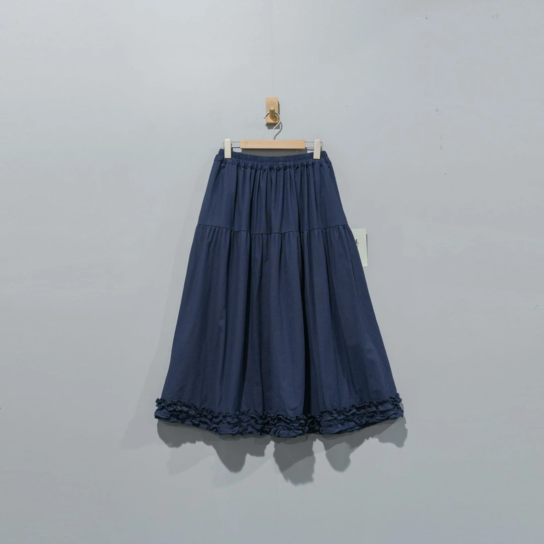 【且听风吟】0414274文艺棉麻净版松紧腰显瘦花边半裙 裙长83