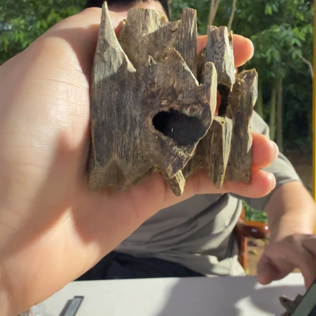 沉香碎屑沉香红骨凹身一代十字孔料