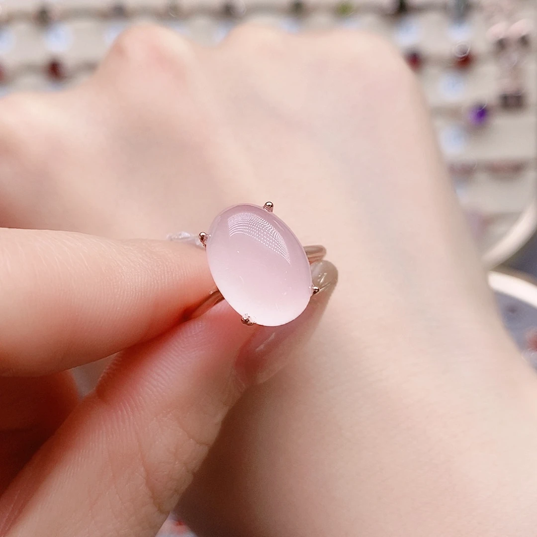 芙蓉石戒指银S925镶嵌戒指